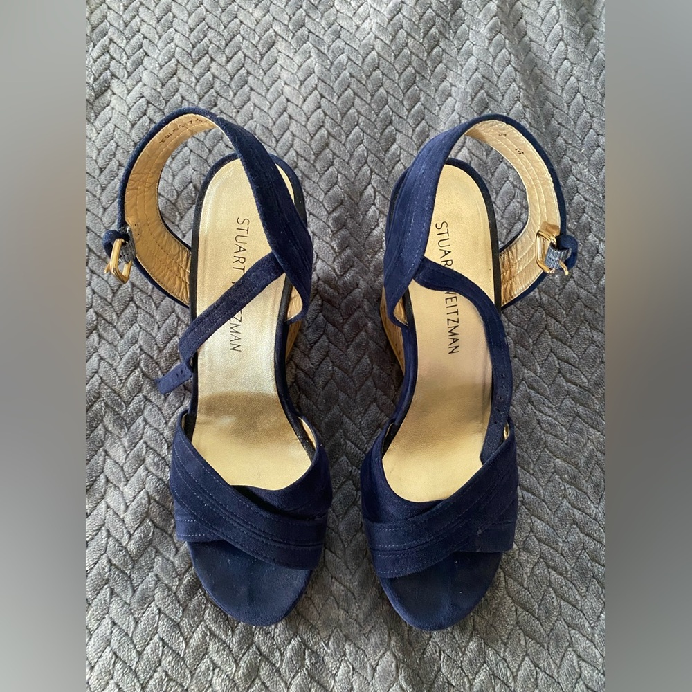 Stuart Weitzman Navy blue wedge sandal